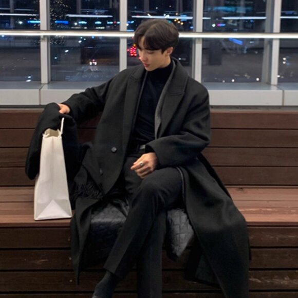 woolen coat men's winter Korean style high